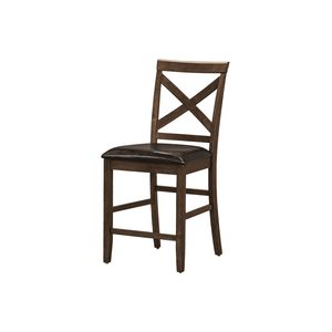 Ensemble de 2 chaises de salle à manger rembourrées en similicuir brun noyer foncé, hauteur 44 pouces, pour salle à manger et cuisine - Product Image 4