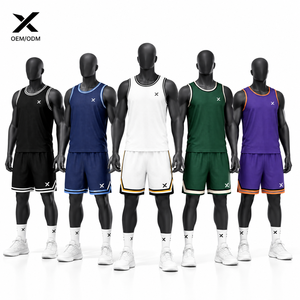 Ensemble de maillot de basket-ball personnalisé X Sports City de haute qualité, col rond, séchage rapide, débardeur en mesh, short, polyester/coton, unisexe, sport - Product Image 1