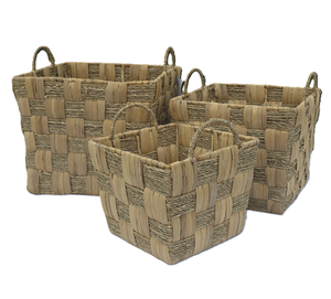 Paniers de rangement en jacinthe d'eau et en jonc de mer avec sangles - Product Image 3