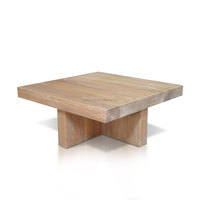 Table basse carrée naturelle convertible exclusive en bois de teck massif épais de 10 centimètres meubles de salon modernes