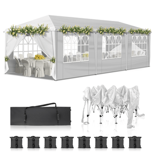 Portable Instant 10x30ft Outdoor Pop up <b>Canopy</b> <b>Tent</b> with 8 Sidewalls for Parties Weddings Birthdays & Graduations - Product Image 1
