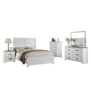 <b>White</b> 1pc Bedroom Furniture Paper Veneer Nightstand with 2 Drawers <b>Bedside</b> Table - Product Image 5