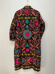Bata Bohemia con Bordado Floral, Manga Larga, Talla Grande, Ropa Casual para Mujer, Prenda Exterior de Otoño, Cuello en V, Cierre con Cinturón - Product Image 3