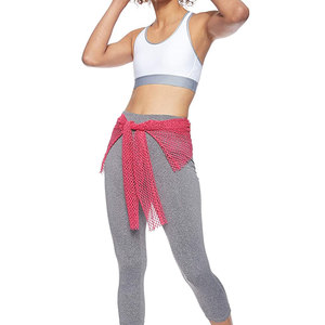 Sujetador deportivo blanco para mujer con ribete en contraste gris, espalda cruzada, cuello redondo, soporte medio, para yoga, sin costuras, transpirable - Product Image 2