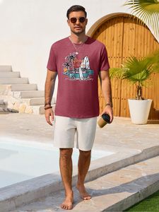 Men Casual Graphic T Shirt Vintage Palm <b>Tree</b> Print Beach Tee Wholesale Supplier - Product Image 4