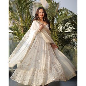 Beautiful Evening Party Wear Anarkali Gown with Fancy Dupatta - Product Image 5