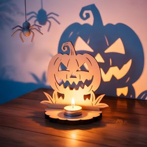 Black Iron Halloween Tea <b>Light</b> Candle Holder <b>Pumpkin</b> Owl Spider Web Shape <b>for</b> Halloween Home Decorations - Product Image 5