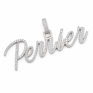 Pendentif personnalisé en argent 925 avec initiale en lettres cursive sertie de diamants de laboratoire, bijoux fins, colliers, breloques pour cadeau personnalisé - Product Image 3