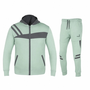 Custom Men's Winter 2 in 1 Solid Casual Breathable Windbreaker <b>Zip</b> Jacket Jogger Sweatpants Training Sportswear Set - Product Image 6