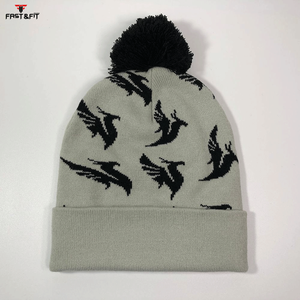 Best Quality Professional Made Winter <b>Beanie</b> Hats Digital Breathable <b>Waterproof</b> 100% Cotton Fleece Fabric Custom 3D Embroidery - Product Image 2