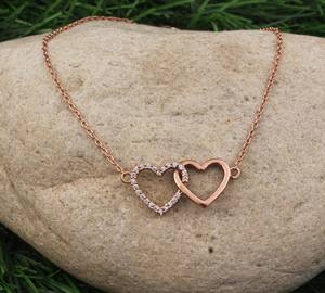 Collier personnalisé en argent sterling 925 avec pendentif cœur en CZ AAA, bijoux plaqués or, cadeau d'anniversaire romantique pour femmes - Product Image 2