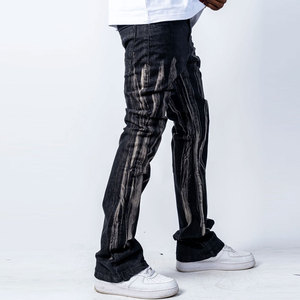 Men's <b>Bleach</b> Stone Wash Striped Straight Fit Denim Jeans Mid Waist Loose Fit Plus Size Casual Style 100% Cotton Woven Fabric - Product Image 2
