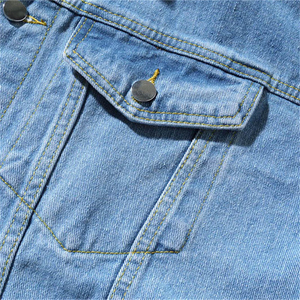 Best Selling Adult Men's Denim With <b>Fleece</b> Hoodies Drop Shoulder Solid Color Quick Dry Plus Size <b>Jeans</b> Hoodies With OEM Service - Product Image 5