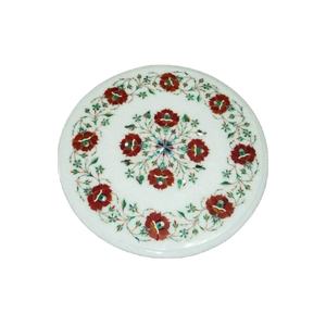 Mesa octogonal de mármol Base de madera Pietra Dura Incrustaciones Fácil montaje Material de vidrio Hogar Sala de estar Hecho a mano Blanco moderno - Product Image 1