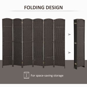 6-Panel 5.6FT Tall Brown <b>Folding</b> Room Divider <b>Screen</b> Handcrafted MDF Privacy Freestanding Partition for Home Office - Product Image 5