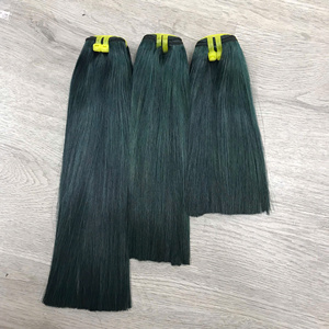 มัดผมตรงจากกระดูกสีเขียวเข้ม | ผมมนุษย์เวียดนามแบบสองชั้น - Product Image 5