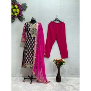 Hermoso conjunto de traje de fiesta para mujer con pantalón superior Dupatta - Product Image 4