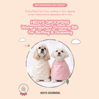 HEDYS GROOMING Ensemble de protection d'oreilles pour chien en coton biologique solide et imperméable, bavoir de lavage facial, cape réglable, fournitures pour animaux de compagnie pour salon, tout usage