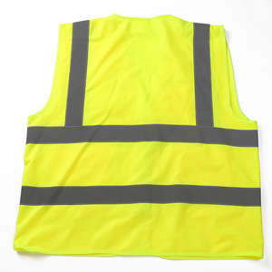 High Visibility ANSI Class 2 Safety Vest EN ISO 20471 Class 1 Reflective Stripes Front Zipper Multiple Vest <b>Yellow</b> Construction - Product Image 3
