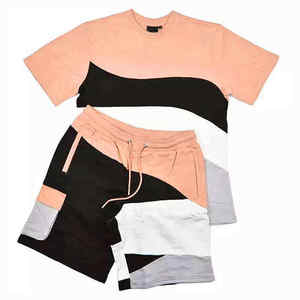 Ensemble décontracté d'été pour homme, taille élastique unie, t-shirt en coton tricoté respirant et short assorti, fabriqué au Pakistan - Product Image 1
