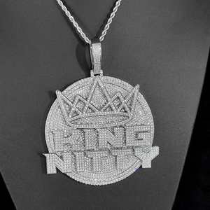 Pendentif Couronne KING NUTTY en Moissanite Luxe Iced Out Or Blanc Bijoux Hip Hop avec Éclat de Diamant Complet - Product Image 4