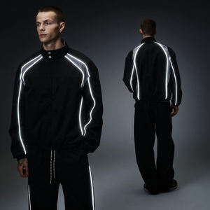 Custom Lightweight Winter <b>Plus</b> <b>Size</b> <b>Jogger</b> <b>Set</b> 3M Reflective Solid Pattern Organic Cotton Tracksuit Windbreaker Jacket - Product Image 1