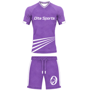 Ensemble short et maillot de football violet respirant pour homme – Tenue d'entraînement sportive haute performance pour équipe - Product Image 1