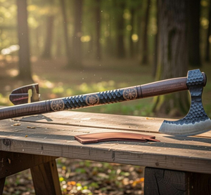 Hache de camping Viking à long manche, forgée à la main en acier à haute teneur en carbone, à dos plat, de qualité industrielle, pour la coupe du bois et le bushcraft en extérieur 5 - Product Image 5