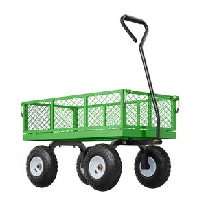 Carrello da Giardino in Acciaio Resistente da 400 kg, Carro Utilitario in Metallo Trainabile per Esterni con Pneumatici da 10 Pollici per Lavori in Giardino e Campeggio - Product Image 4