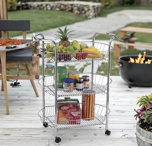 OEM/ODM Vietnam Kitchen 3 Tier Oval Metal Storage Trolley Cart with Wheels Fruit Vegetable Organizer <b>Rack</b> Stand - Product Image 5