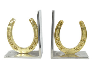 Sujetalibros con forma de herradura dorada para libros, soporte de escritorio, estatuilla decorativa, fácil de transportar, organizador moderno para oficina - Product Image 3