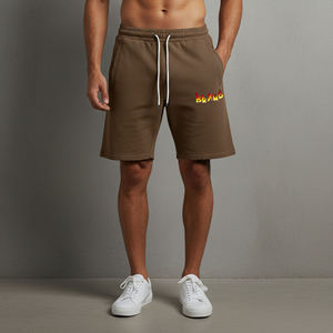 Terzo Sports New Arrival <b>Men's</b> <b>Brown</b> Cotton Bermuda <b>Shorts</b> With Flame Logo Drawstring Waist Casual Style - Product Image 1