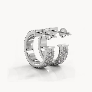 <b>Hoops</b> Earrings Diamond Earrings Gold and <b>Silver</b> Earrings Natural and Lab Grown Diamonds Earrings <b>Hoops</b> Fine Jewelry for Women - Product Image 4