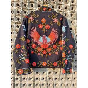 Veste bohème en velours marron faite à la main avec broderie florale, col montant, manches longues, vêtements d'extérieur pour femmes, automne - Product Image 5