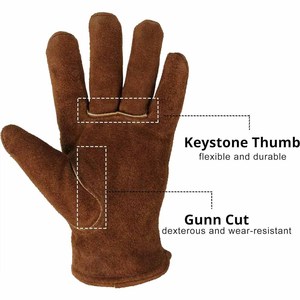 Whole Sale Cowhide Split Leather <b>Driver</b> Work <b>Gloves</b> Wool Lining Personal Protective Heavy Duty Gardening Outdoor Activities - Product Image 5