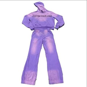 Women's Blue Hooded <b>Tracksuit</b> Full Length Loose Fit Solid Color Side Pockets Casual Autumn Wear - Product Image 5