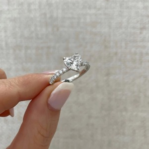 แหวนเพชรทรงหัวใจสุดหรู ดีไซน์แบบบายพาส ทองคำขาว 14K เพชรทรงหัวใจทันสมัย แหวนเครื่องประดับอัญมณีชั้นดี - Product Image 5