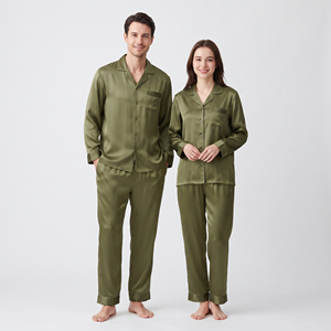 Conjunto de Pijama de Seda Negra para Hombre y Mujer, Camisa de Satén de Manga Larga, Conjunto de Pijama para Dormir en Invierno, Unisex - Product Image 6