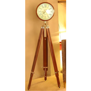 Reloj de Pie Industrial Vintage con Trípode, Base de Madera, Estilo Antiguo, Reloj de Pie Rústico Decorativo para el Hogar, Oficina, Decoración de Interiores - Product Image 1