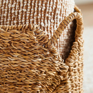 Organizador de revistas rectangular de hierba marina natural, organizador de oficina para el hogar, organizador de artículos diversos, estilo rústico - Product Image 3