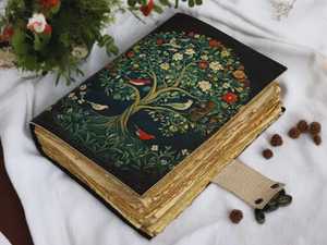 สมุดบันทึกปกแข็งลายหนังสือกริมัวร์ แบบเข้าเล่มเกลียว ลายดอกไม้สไตล์วินเทจ ทำมือ - Product Image 4