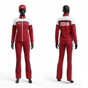 TAISON SPORTS 300 GSM Premium Polyester/Nylon Interlock Hooded Peach <b>White</b> Shoulder Panel Cheerleading <b>Tracksuit</b> Custom - Product Image 4