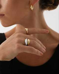 Curved Wedding Band Minimalist Chunky <b>Stacking</b> For Women Everyday Modern Gold Statement <b>Ring</b> Custom Wholesale 14K 18K Solid Gold - Product Image 6