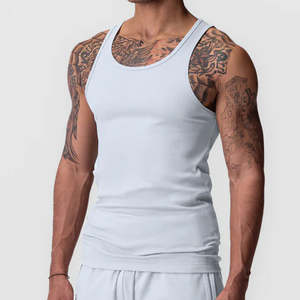 Camisetas sin mangas deportivas para hombre, corte ajustado, clásicas, acanaladas, de nailon y spandex, para gimnasio, entrenamiento y fitness. - Product Image 1