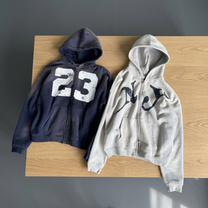Sudadera con Capucha y Cremallera para Hombre DYNEGO APPARELS, 100% Algodón Felpa, 350g, Transpirable, Corte Regular, Diseño Sólido con Letras NY, Casual - Product Image 6