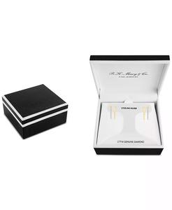 2-PC. Juego de pendientes pequeños de aro pulidos y de entrada y salida de diamantes (1/6 CT. T. W.) en plata esterlina chapada en oro de 14k | Macy's - Product Image 4