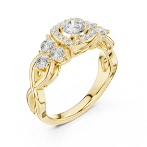 แหวนหมั้นเพชรทรงกลมทองคำโรสโกลด์ 14K สำหรับผู้หญิง |   เพชรที่เพิ่งเพาะเลี้ยง - Product Image 5