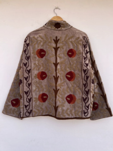 Velvet Suzani Bomber <b>Jacket</b> <b>Reversible</b> Hand Embroidered Boho Vintage Short Coat Free Size Ethnic Wear Floral Pattern Women - Product Image 2