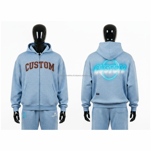 Conjunto de Chándal Personalizado con Sudadera con Cremallera Completa y Pantalones Jogger, Unisex, Informal, para Otoño, 100% Algodón, Transpirable, Corte Regular, con Estampado de Letras - Product Image 6