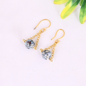 Natural Ethiopian <b>Opal</b> Copper 925 Sterling Silver Gold Plated Minimalist Drop <b>Earrings</b> for Women - Product Image 3